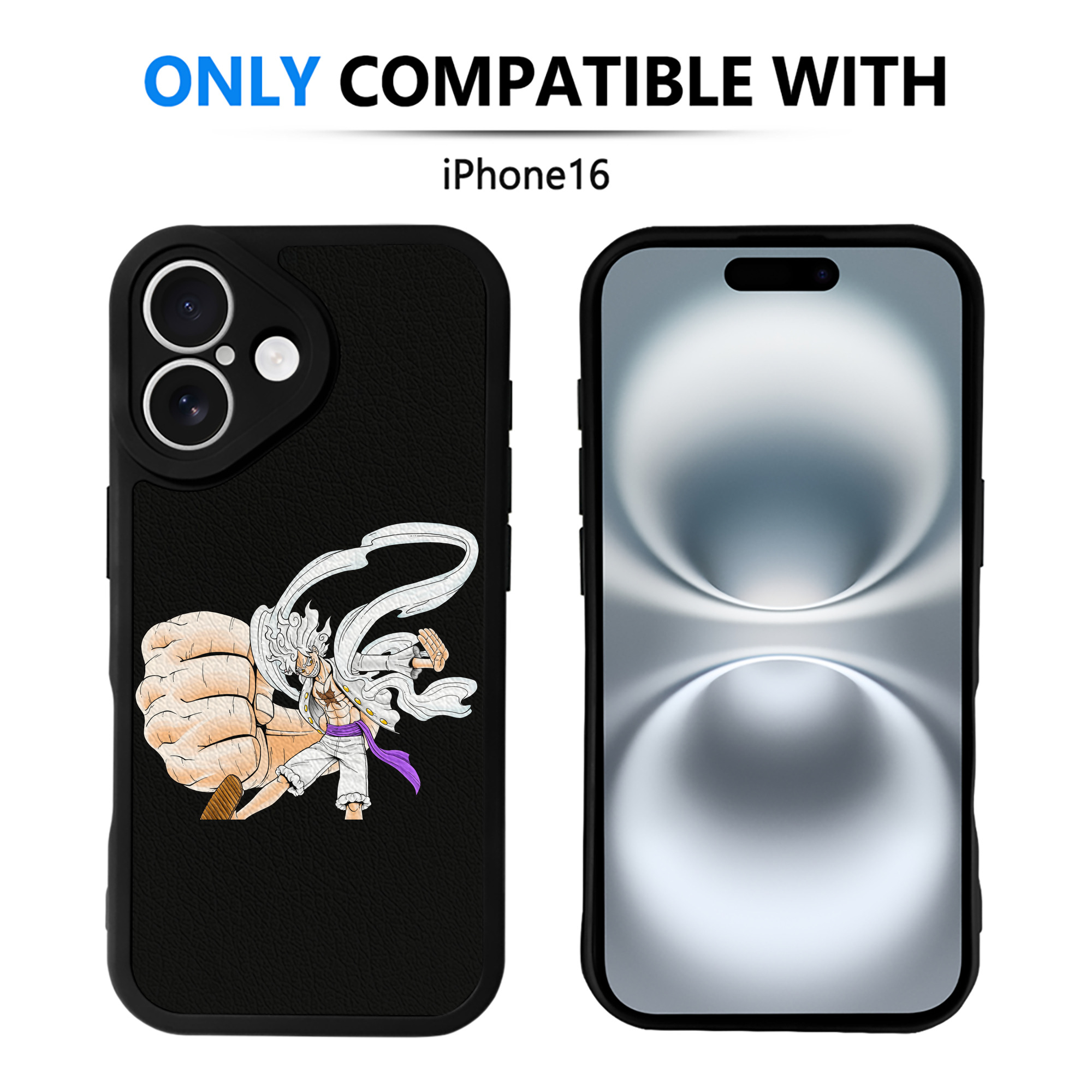 （画像用） ワンピース モンキー・D・ルフィ ONE PIECE Monkey D. Luffy 【iPhone 16シリーズ対応】シリコンスマホケース（レザー調） 材質：シリコン